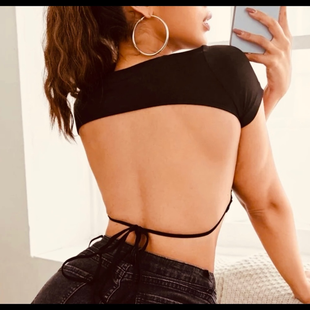 SHEIN Open Back Crop Top